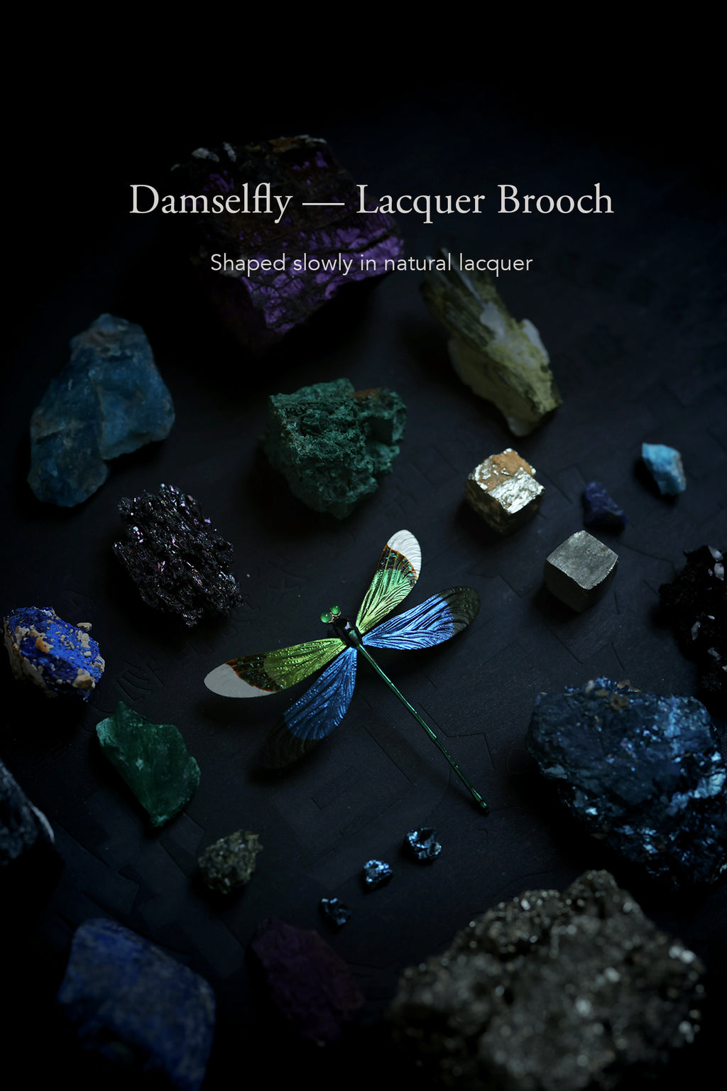 Damselfly — Silver Lacquer Brooch